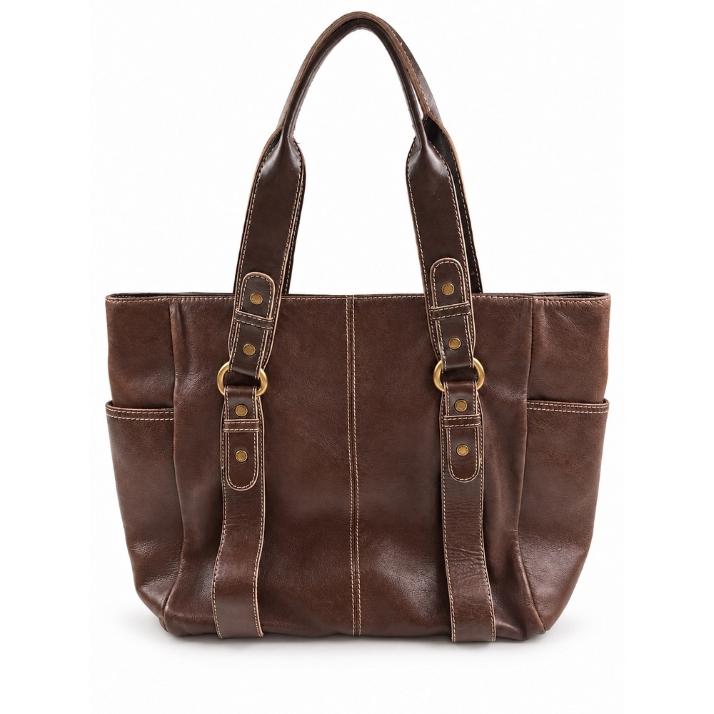 Kenneth Cole Reaction Vintage Y2K Brown Distressed Leather Shoulder Bag Purse